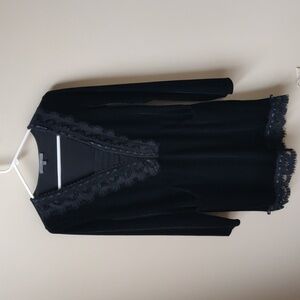 Matty M Black Velvet Lace and Ribbon Trim Dress Small